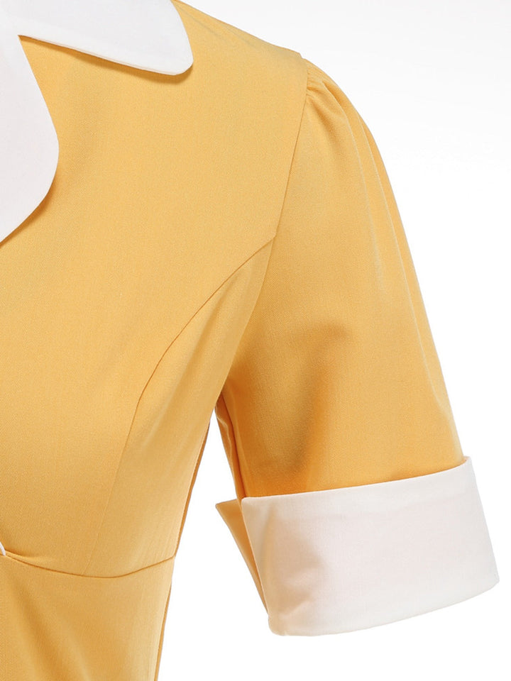 1950s Notched Collar Colorblock Swing Dress — a 1950s silhouette that turns sidewalks into runways