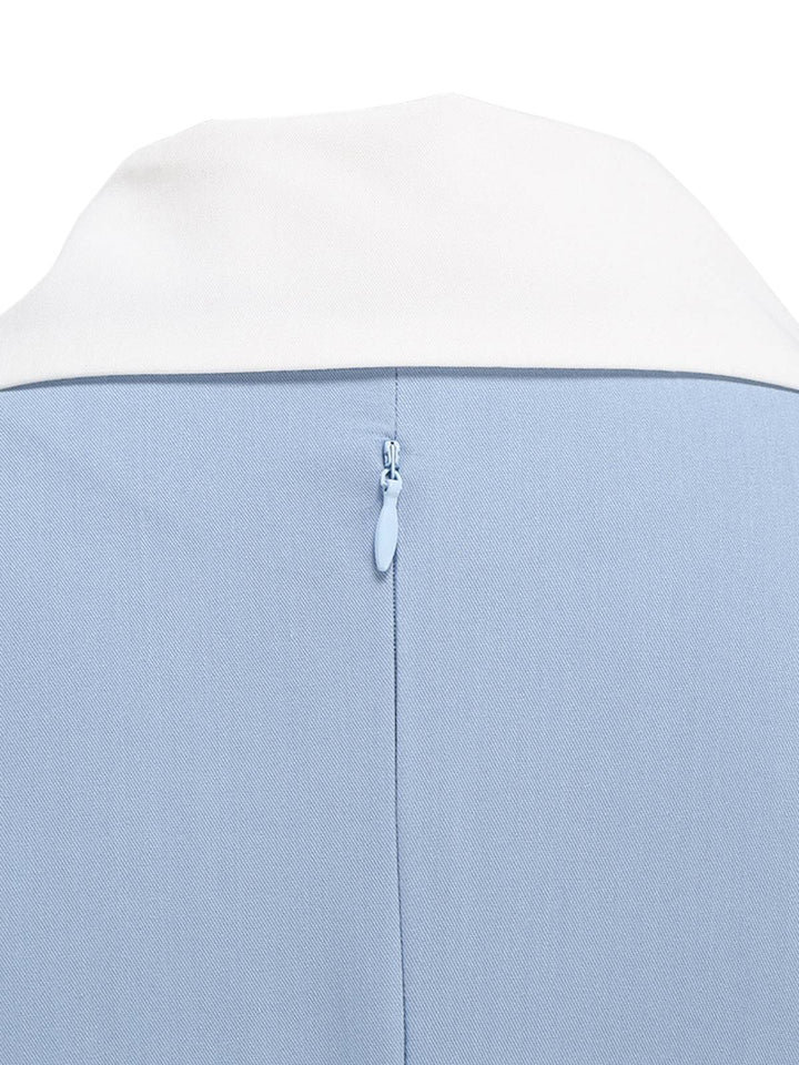 1950s Notched Collar Colorblock Swing Dress — the kind of 1950s dress that makes strangers smile