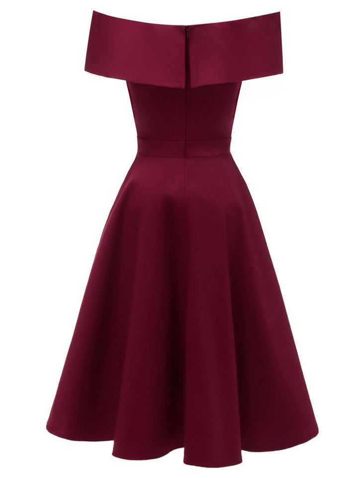 1950s Off Shoulder Swing Dress — vintage elegance for the modern woman