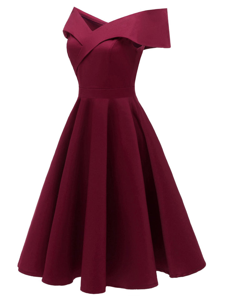 1950s Off Shoulder Swing Dress: timeless style reimagined