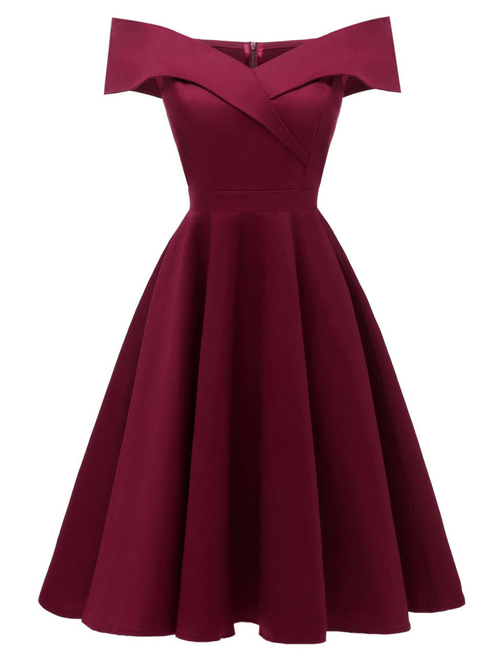 1950s Off Shoulder Swing Dress: timeless style reimagined