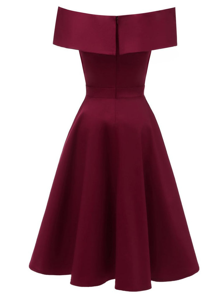 1950s Off Shoulder Swing Dress: timeless style reimagined