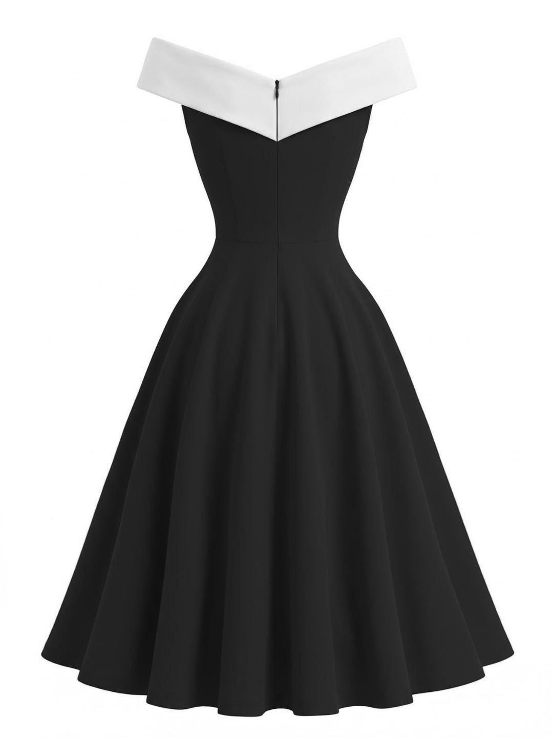 1950s Off-Shoulder Sleeveless ColorBlock Dress - vintage dress, retro fashion, rockabilly