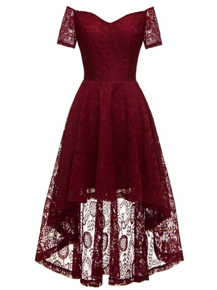 1950s Off-shoulder Floral Lace Dress — vintage elegance for the modern woman