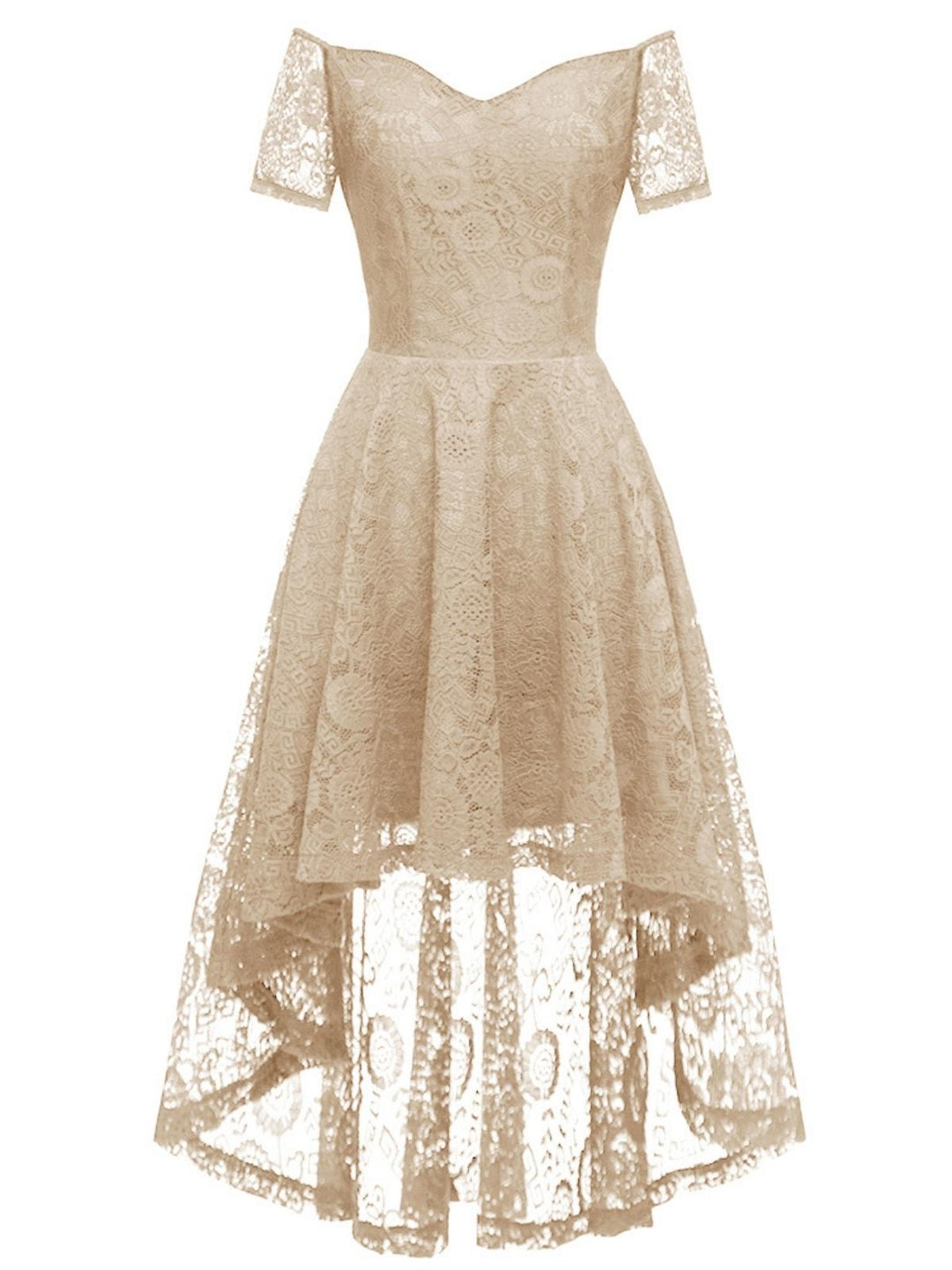 1950s Off-shoulder Floral Lace Dress — vintage elegance for the modern woman