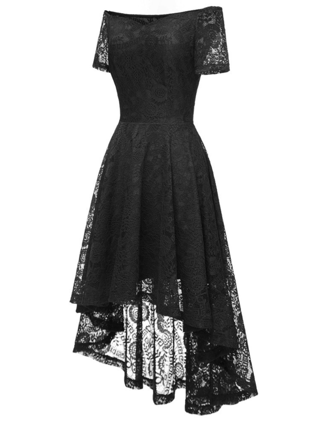 1950s Off-shoulder Floral Lace Dress — vintage elegance for the modern woman