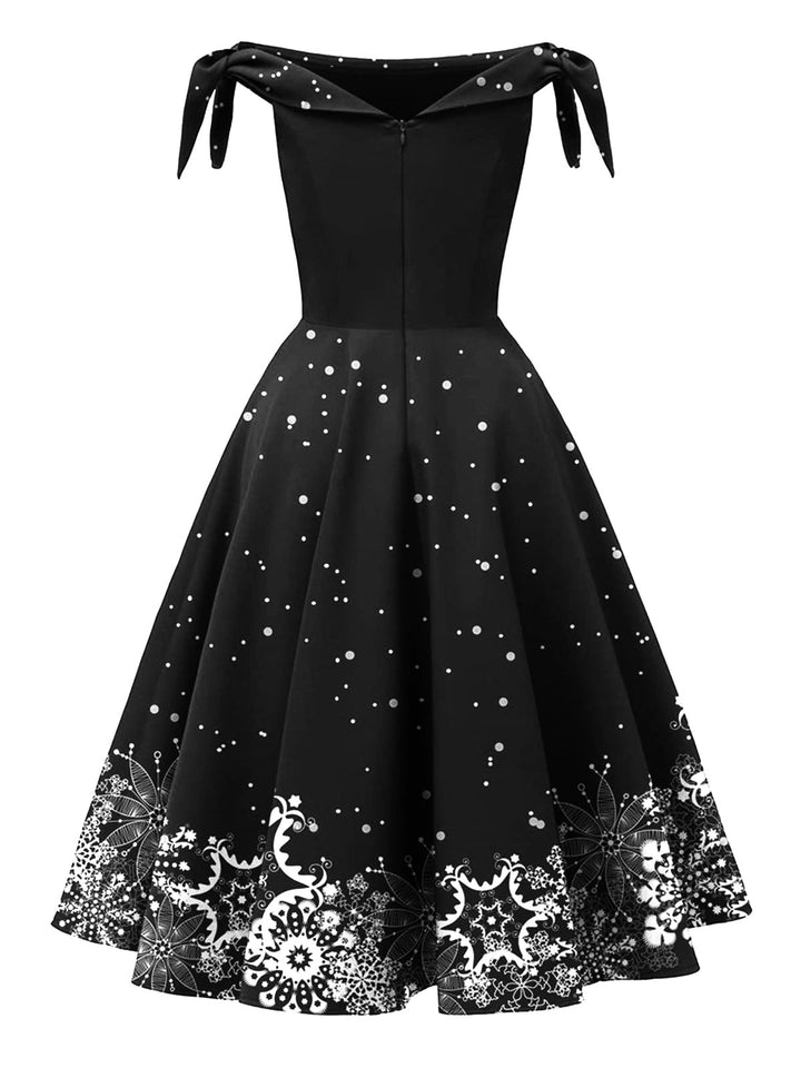 1950s Off-shoulder Snowflake Dress: timeless style reimagined