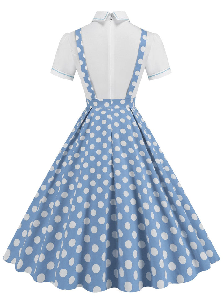 1950s Patchwork Lapel Collar Suspender Dress: where 1950s romance meets her modern spirit