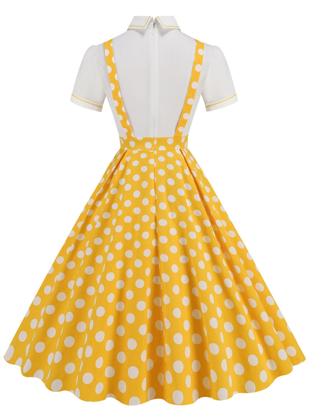 1950s Patchwork Lapel Collar Suspender Dress: where 1950s romance meets her modern spirit