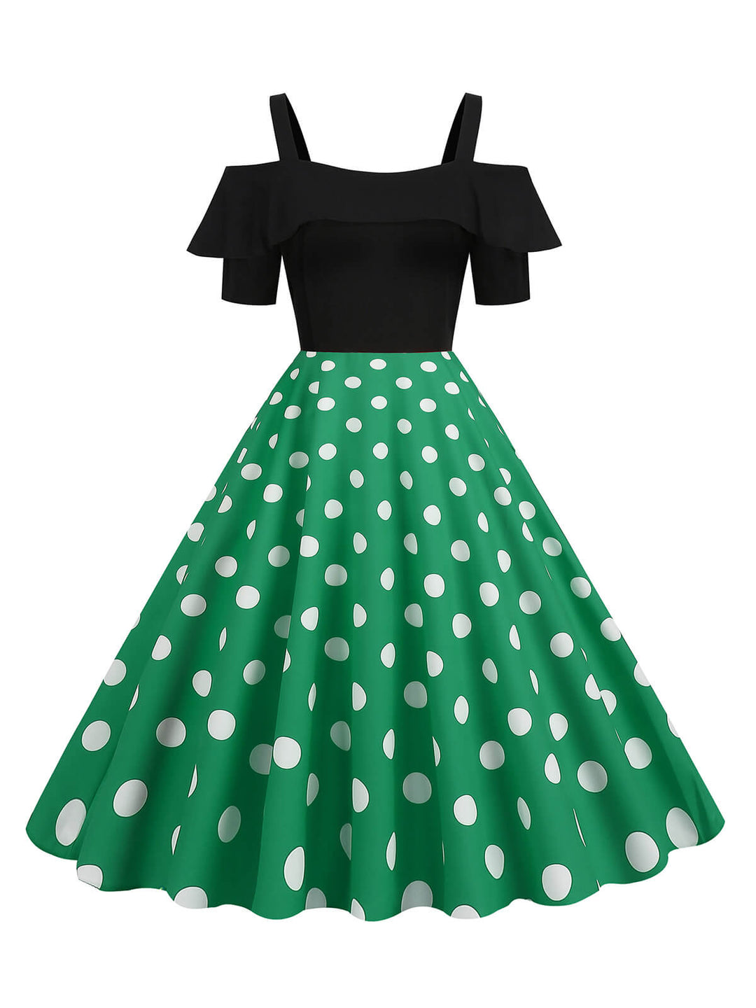 1950s Patchwork Polka Dot Strap Dress — the kind of 1950s dress that makes strangers smile