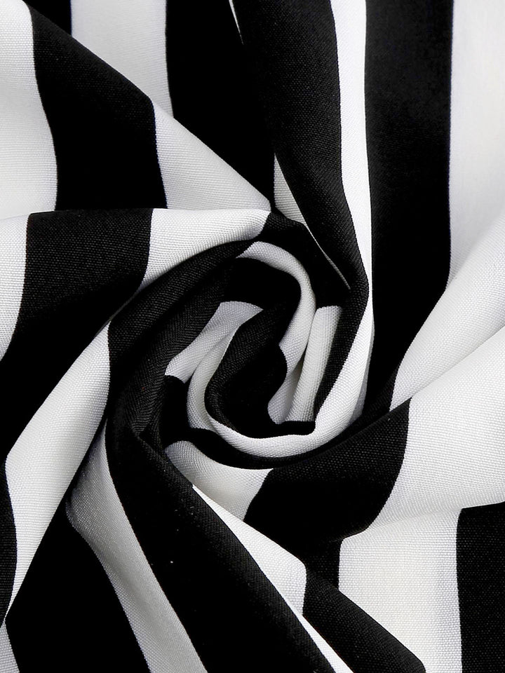 1950s Peter Pan Collar Black &amp; White Stripes Dress — the kind of 1950s dress that makes strangers smile