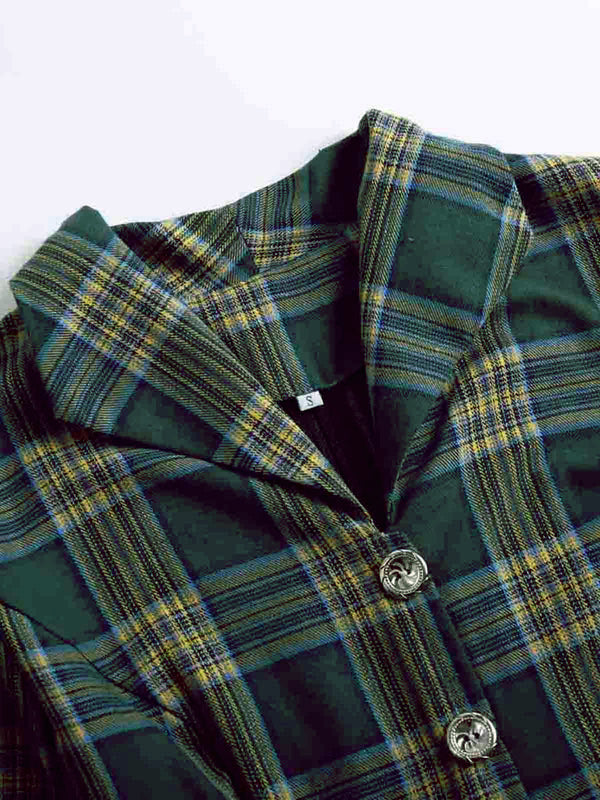 1950s Plaid Button Swing Dress, classic 1950s style elegant fashion - Image 4