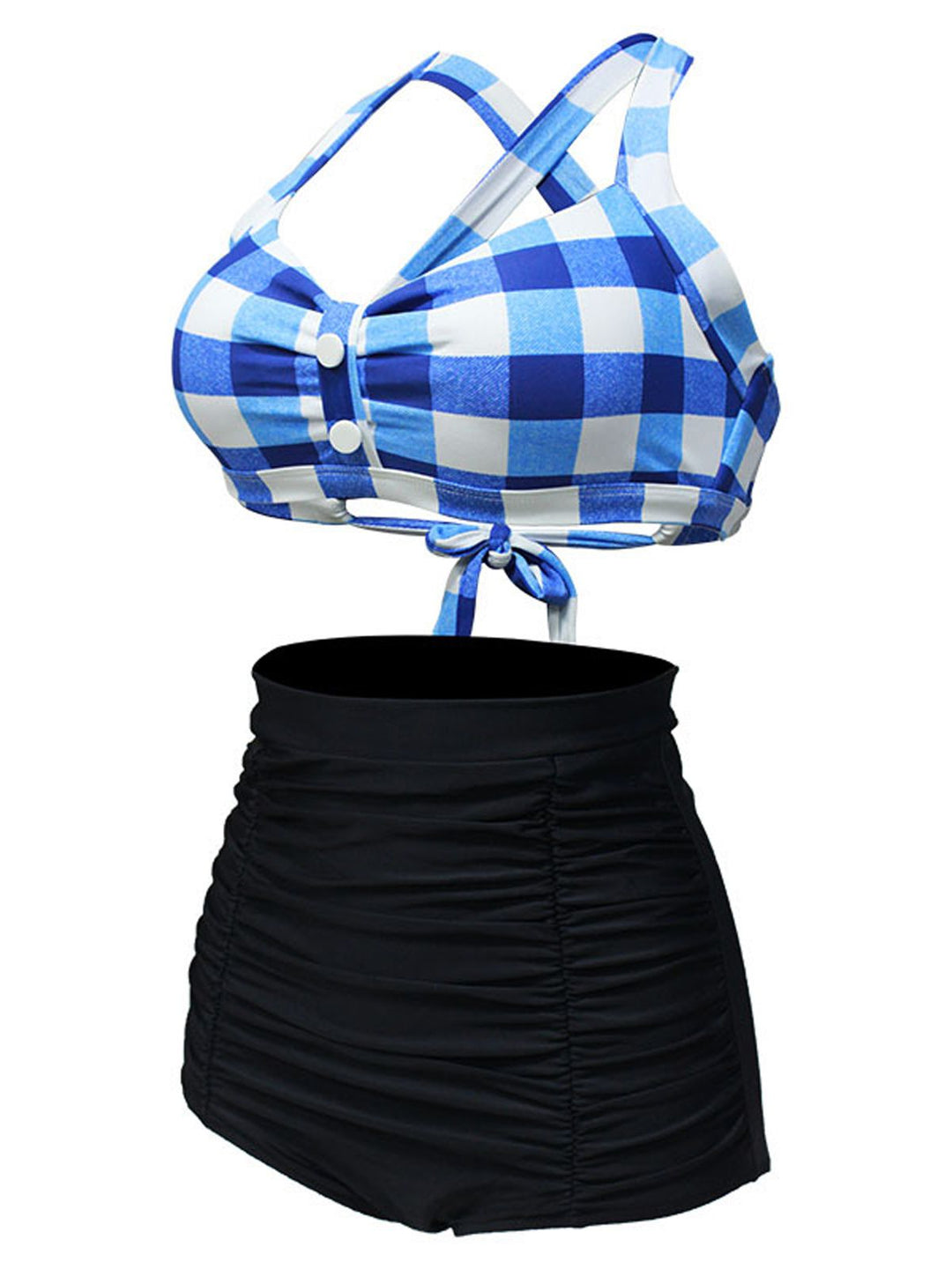 Plaid Criss Cross Pleated Bikini: timeless style reimagined