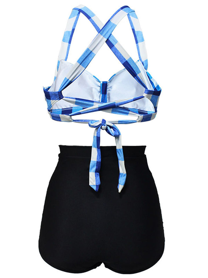 Plaid Criss Cross Pleated Bikini — vintage elegance for the modern woman
