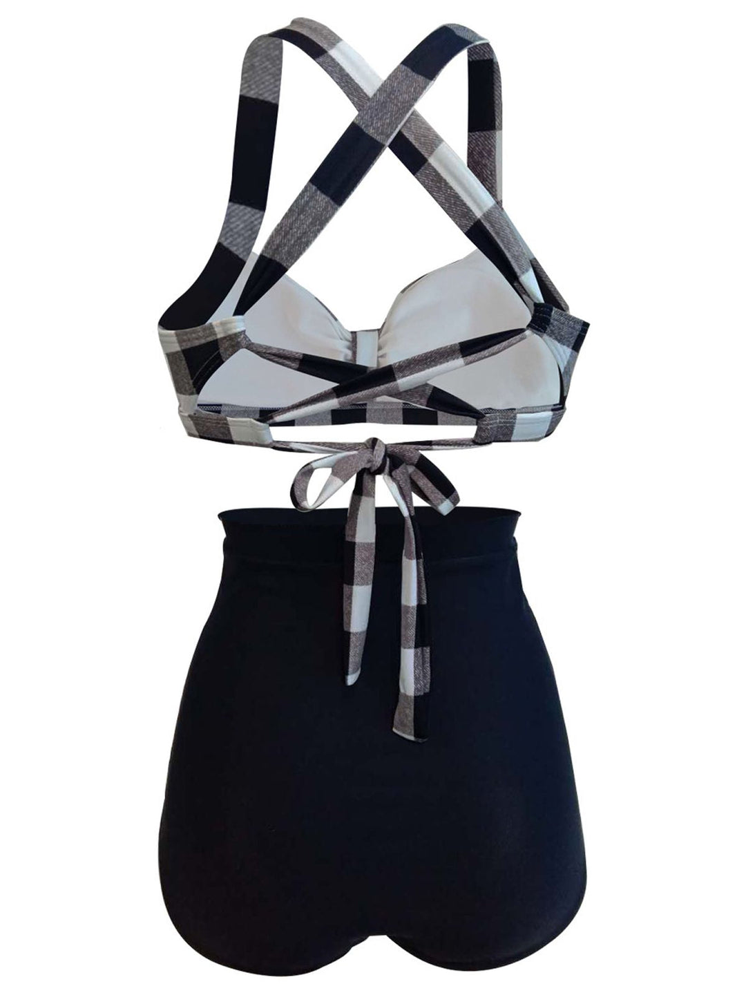 Plaid Criss Cross Pleated Bikini — vintage elegance for the modern woman