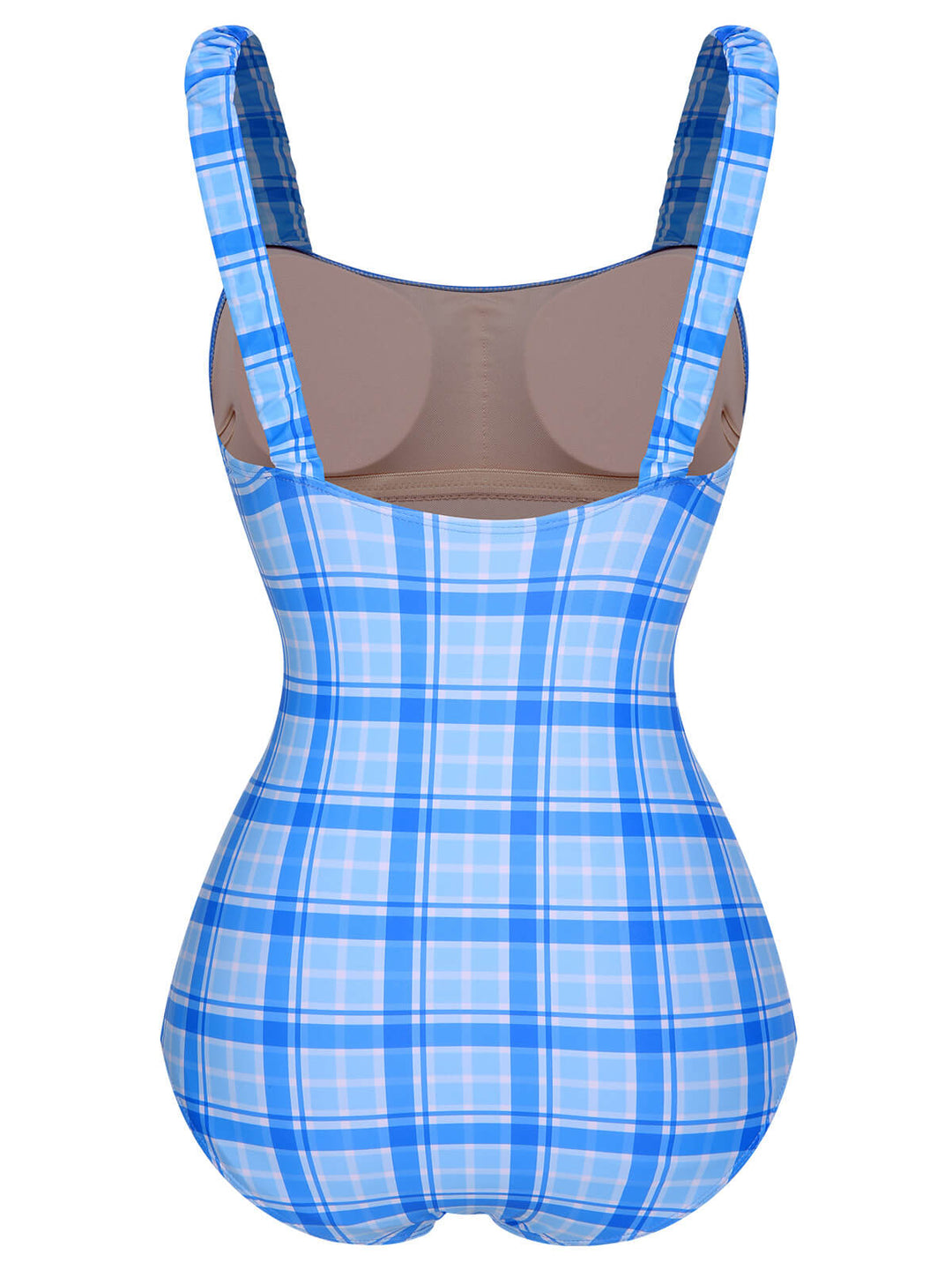 1950s Plaid Elastic Gathers One-Piece Swimsuit, vintage swimsuit, pin-up swimwear - perfect for women who love vintage and retro fashion