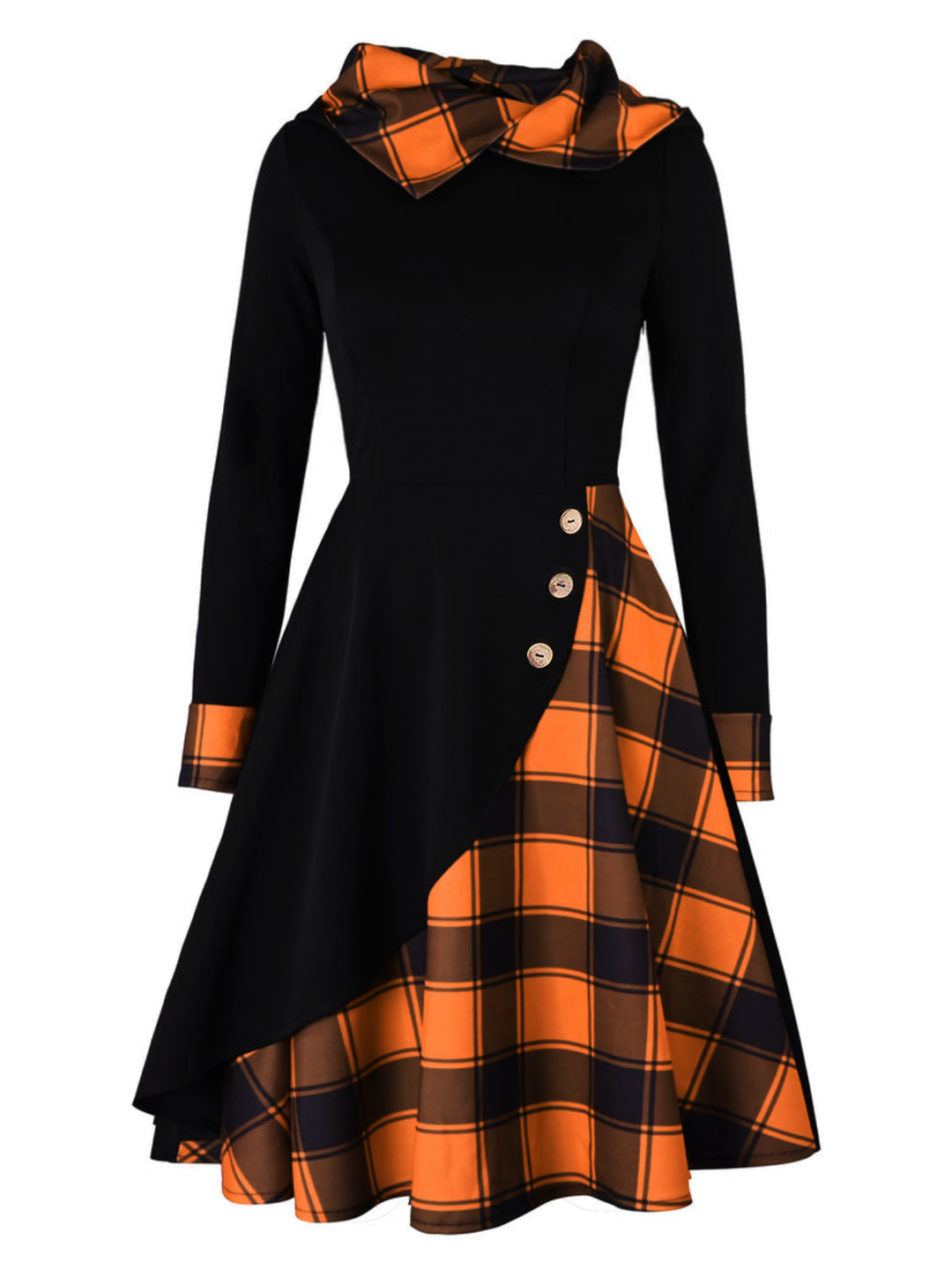 1950s Plaid Hooded Button Dress — vintage elegance for the modern woman