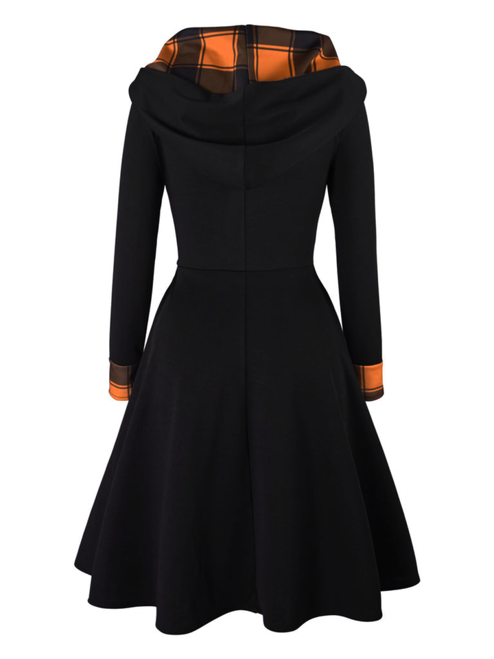 1950s Plaid Hooded Button Dress: timeless style reimagined