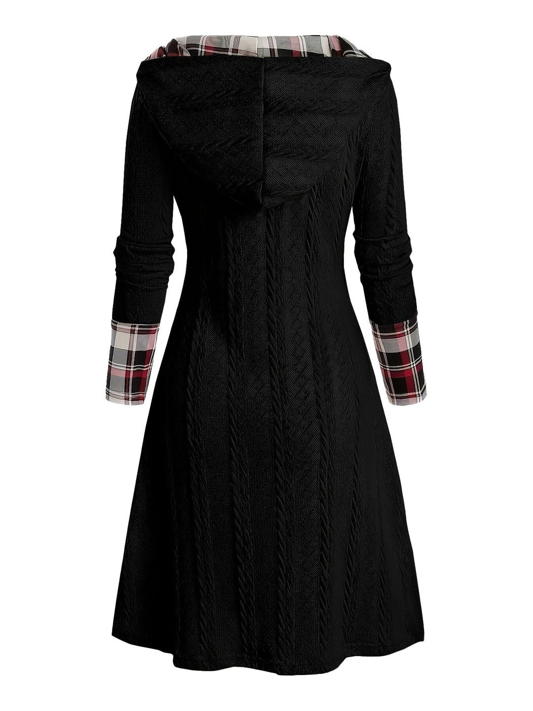 She slips into this 1950s Plaid Knit Hooded Dress and suddenly it&