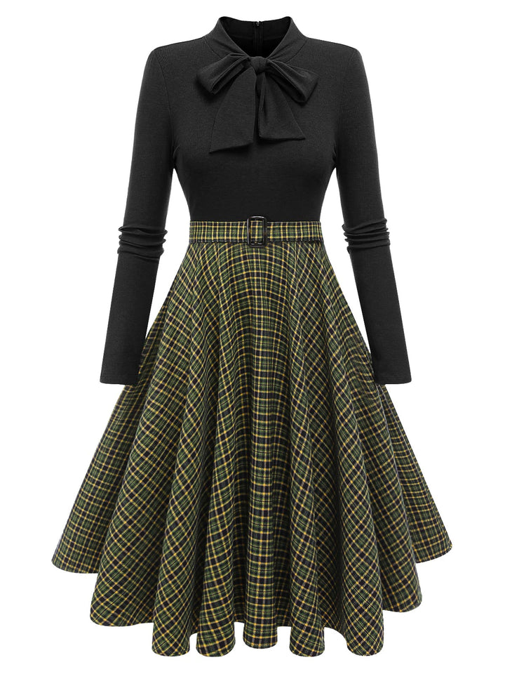 She slips into this 1950s Plaid Knitting Dress and suddenly it&