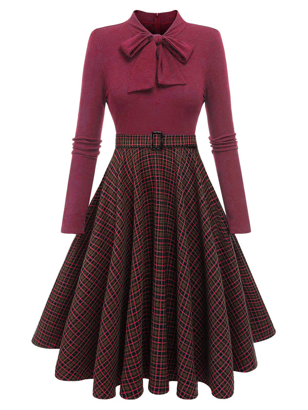 Dark 1950s Plaid Knitting Dress: timeless style reimagined