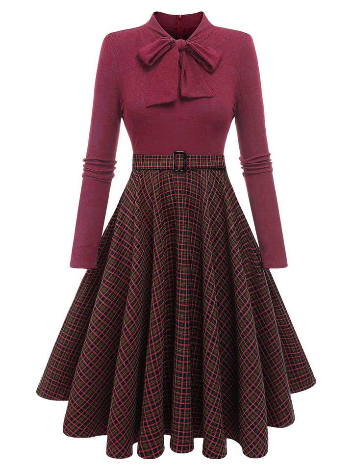 Dark 1950s Plaid Knitting Dress: timeless style reimagined