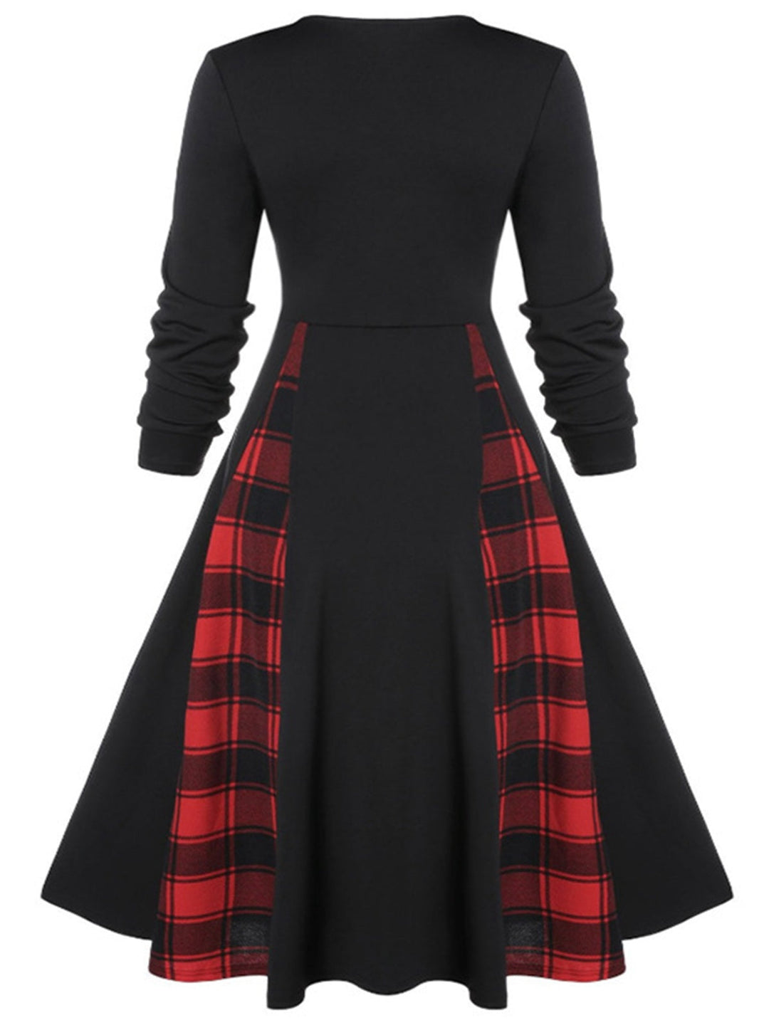 1950s Plaid Patchwork Gothic Pleated Dress: where 1950s romance meets her modern spirit