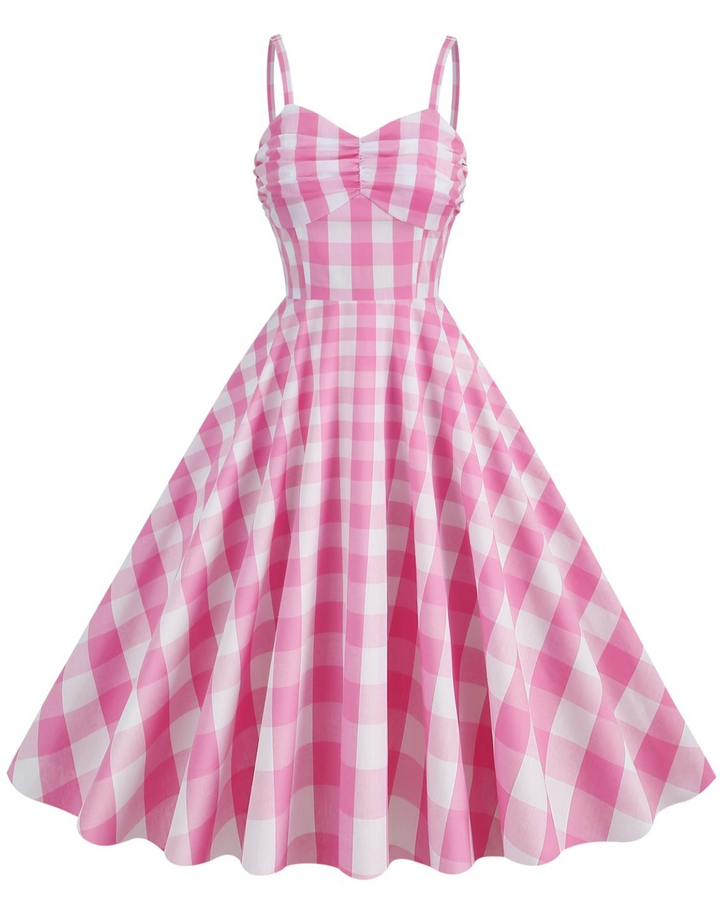 1950s Plaid Strap Cotton Swing Dress — vintage elegance for the modern woman