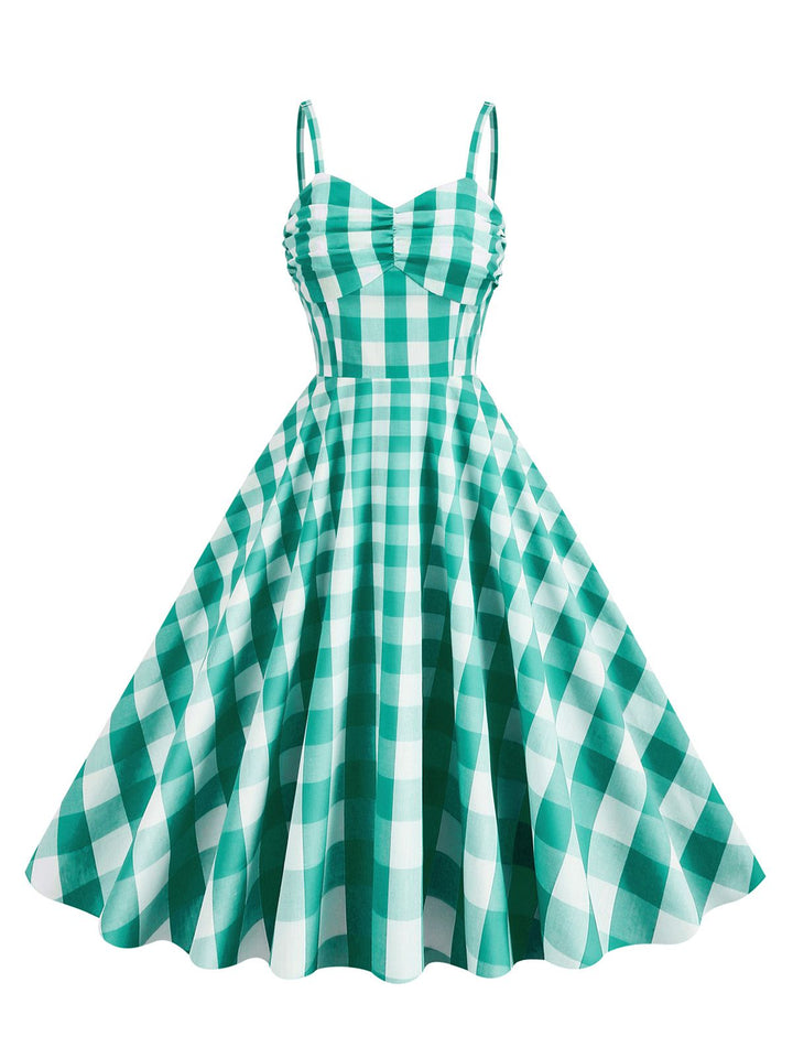 1950s Plaid Strap Cotton Swing Dress — vintage elegance for the modern woman