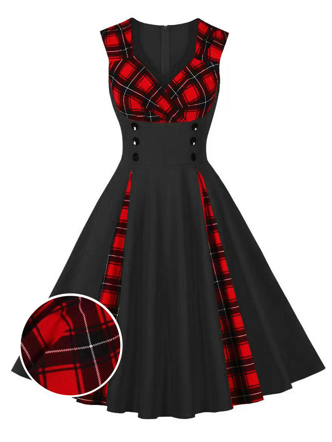 &amp; 1950s Plaid V-Neck Dress: timeless style reimagined