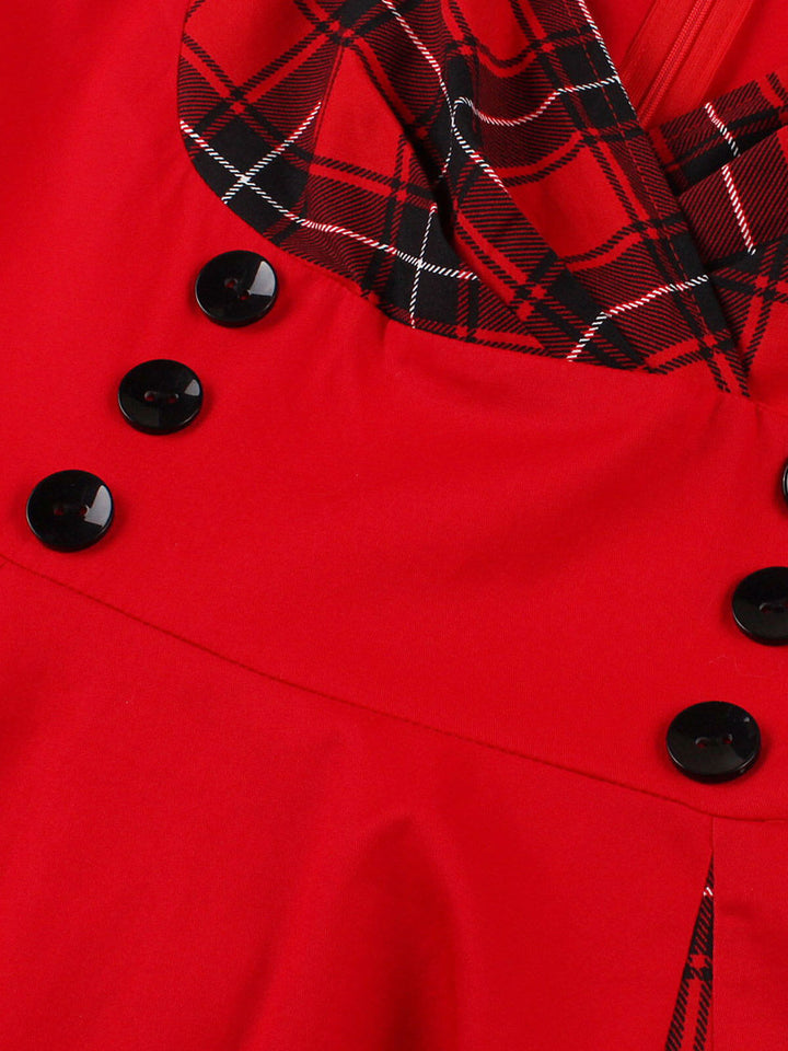 &amp; 1950s Plaid V-Neck Dress — vintage elegance for the modern woman