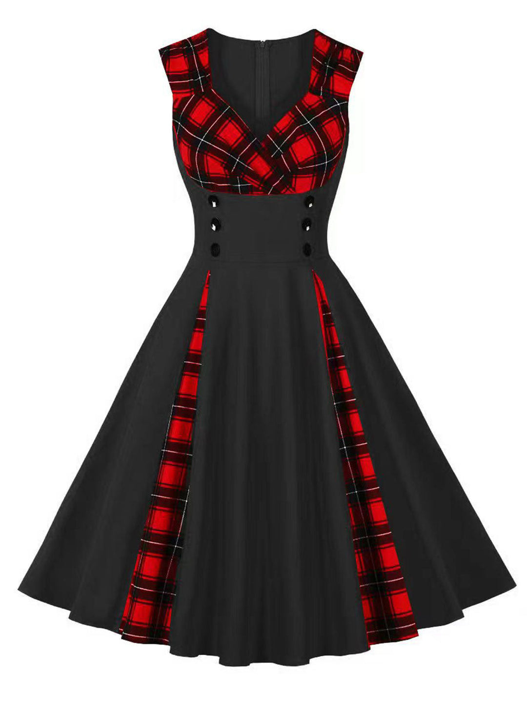&amp; 1950s Plaid V-Neck Dress: timeless style reimagined