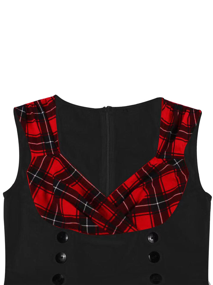 &amp; 1950s Plaid V-Neck Dress: timeless style reimagined