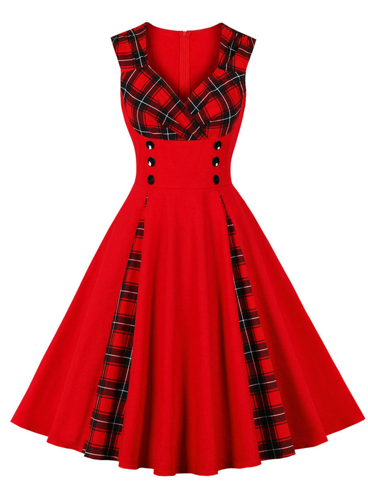 &amp; 1950s Plaid V-Neck Dress: timeless style reimagined