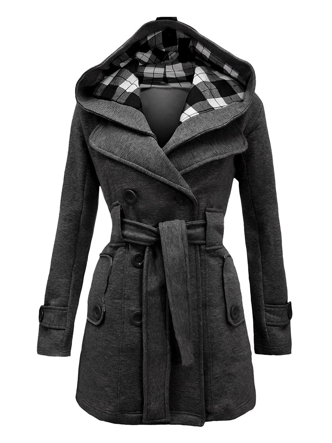 1950s Plaids Hooded Belted Coat - vintage fashion, style