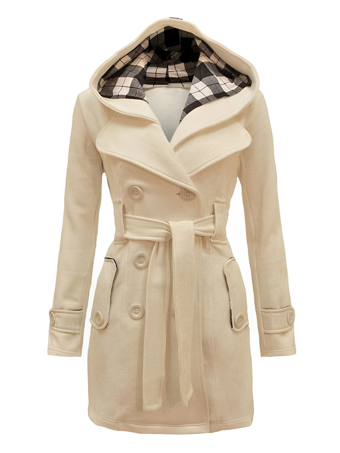1950s Plaids Hooded Belted Coat - vintage fashion, style