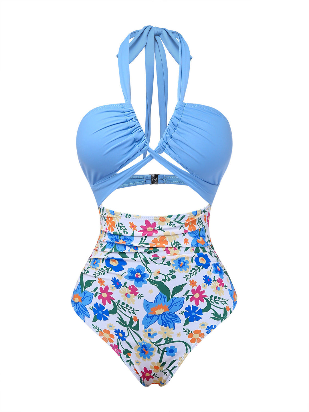 Plunge V-Neck Halter Cutout One-Piece Swimsuit, vintage swimsuit, swimwear - perfect for women who love vintage and retro fashion