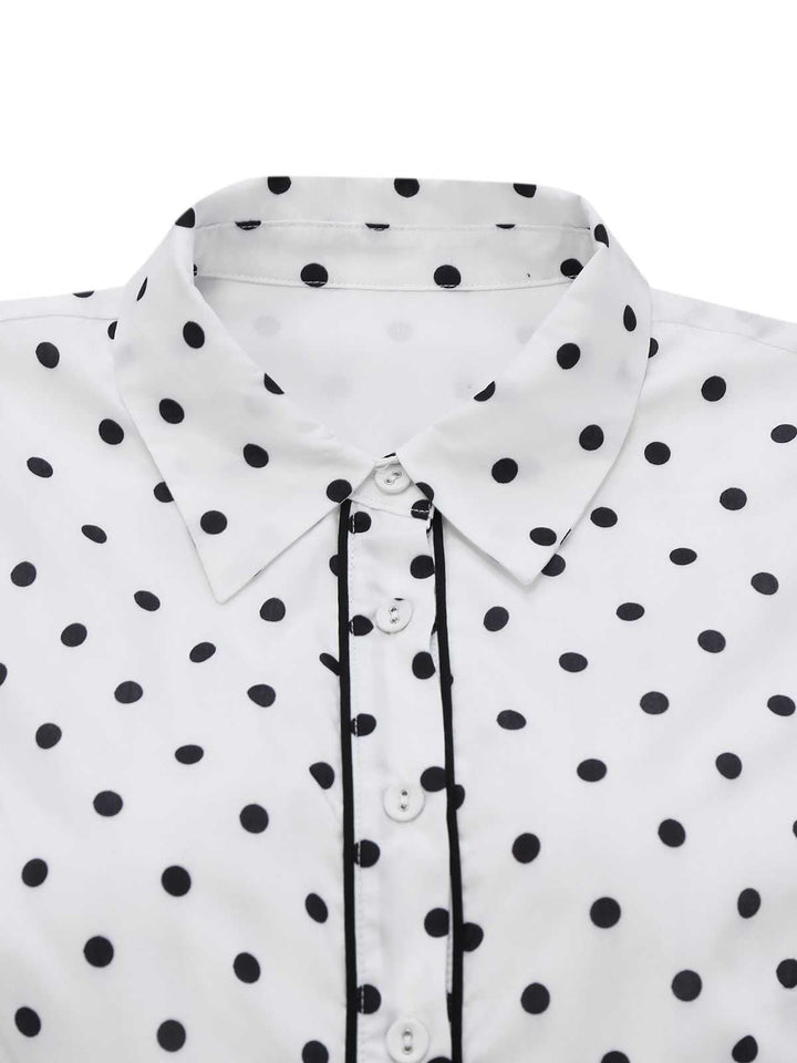 1950s Polka Dot Belted Sleeveless Shirt Dress - vintage dress, retro fashion, rockabilly