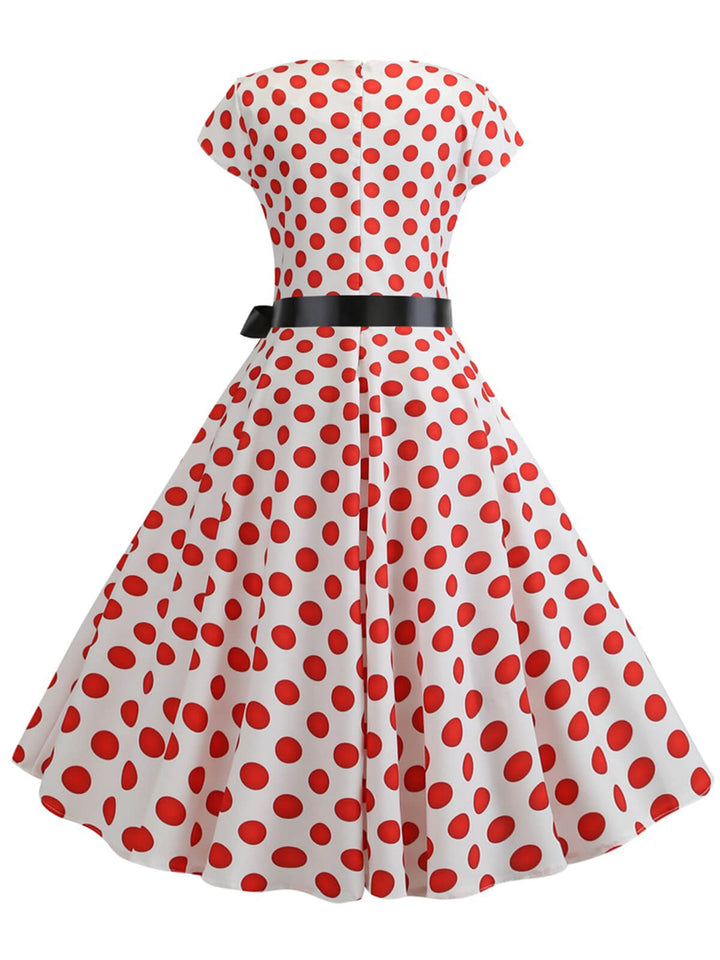 1950s Polka Dot Cap Sleeved Dress, vintage dress, retro fashion, rockabilly, pin-up fashion - perfect for women who love vintage and retro fashion