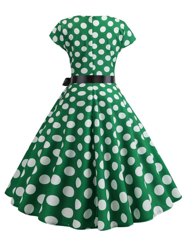 1950s Polka Dot Cap Sleeved Dress, vintage dress, retro fashion, rockabilly, pin-up fashion - perfect for women who love vintage and retro fashion