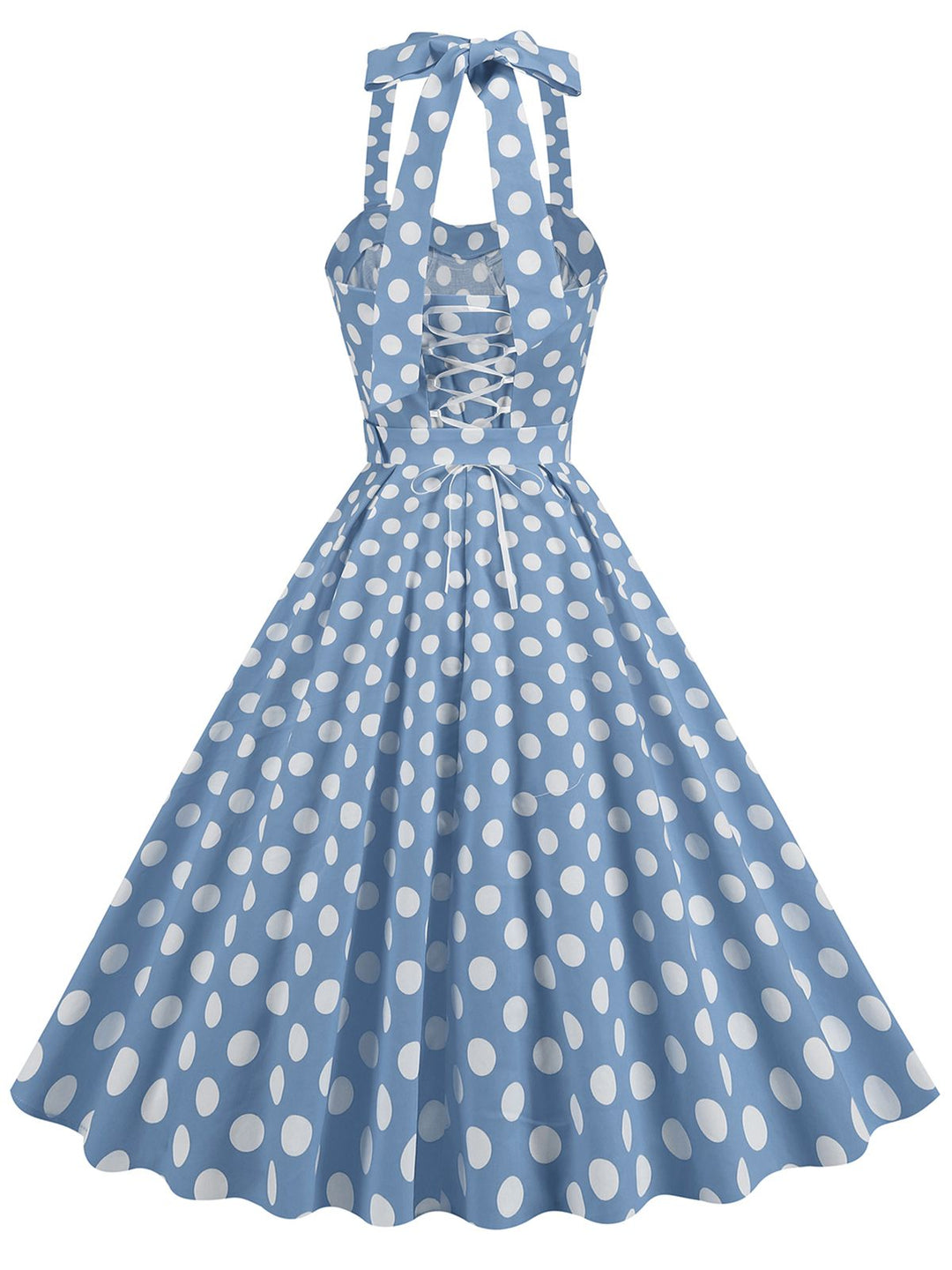 1950s Polka Dot Halter Neck Belt Dress, vintage dress, retro fashion, rockabilly, pin-up fashion - perfect for women who love vintage and retro fashion