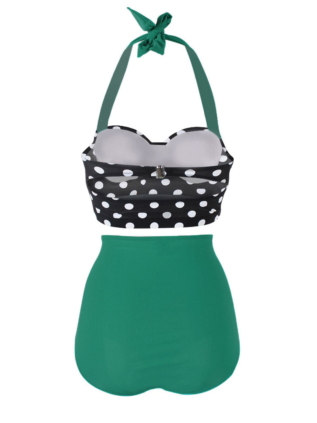 1950s Polka Dot Halter Pleated Bikini — vintage elegance for the modern woman