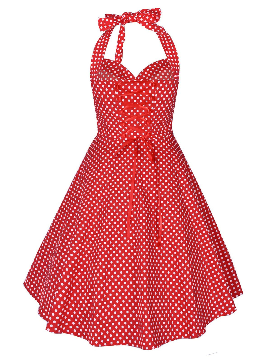 1950s Polka Dot Halter Swing Dress: timeless style reimagined