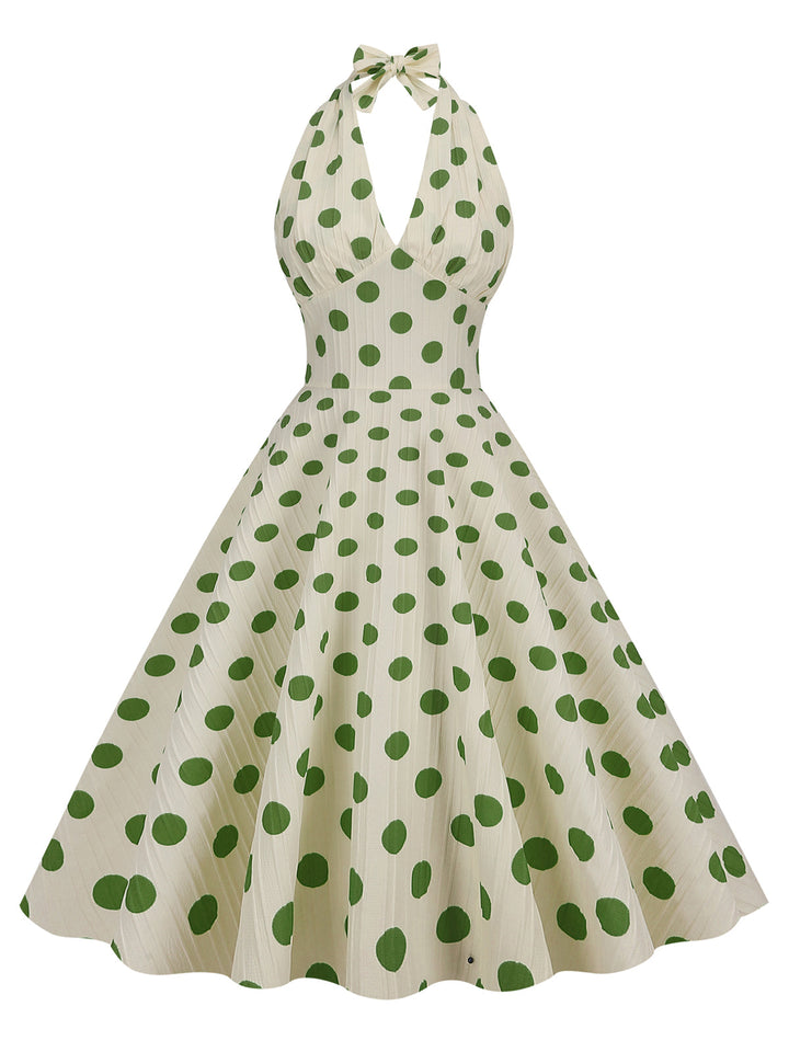 1950s Polka Dot Halter Swing Dress: timeless style reimagined