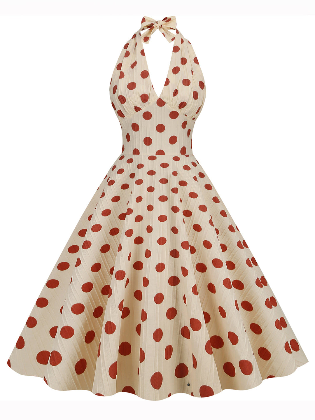 1950s Polka Dot Halter Swing Dress — vintage elegance for the modern woman