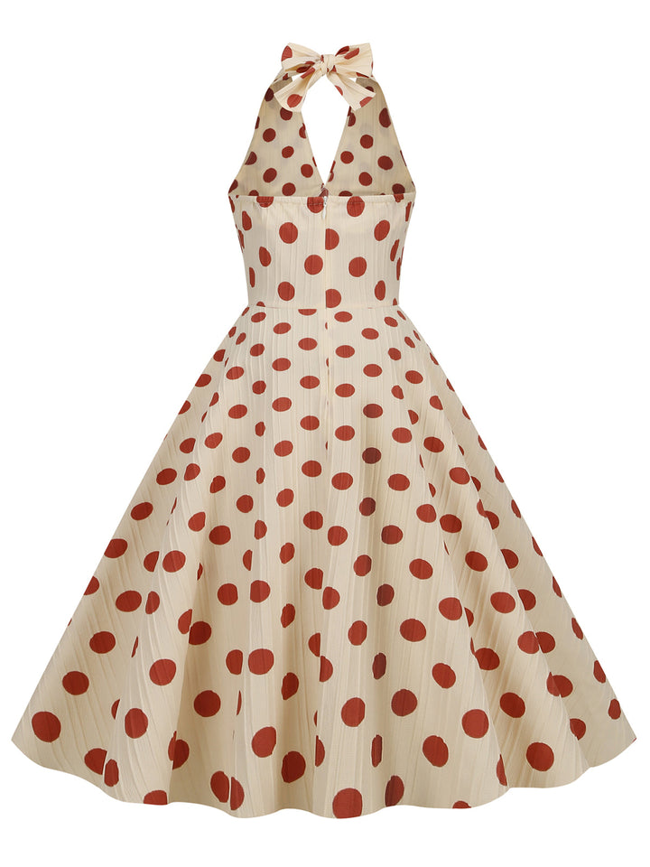 1950s Polka Dot Halter Swing Dress — vintage elegance for the modern woman