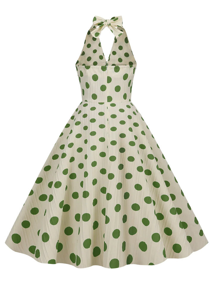 1950s Polka Dot Halter Swing Dress — vintage elegance for the modern woman