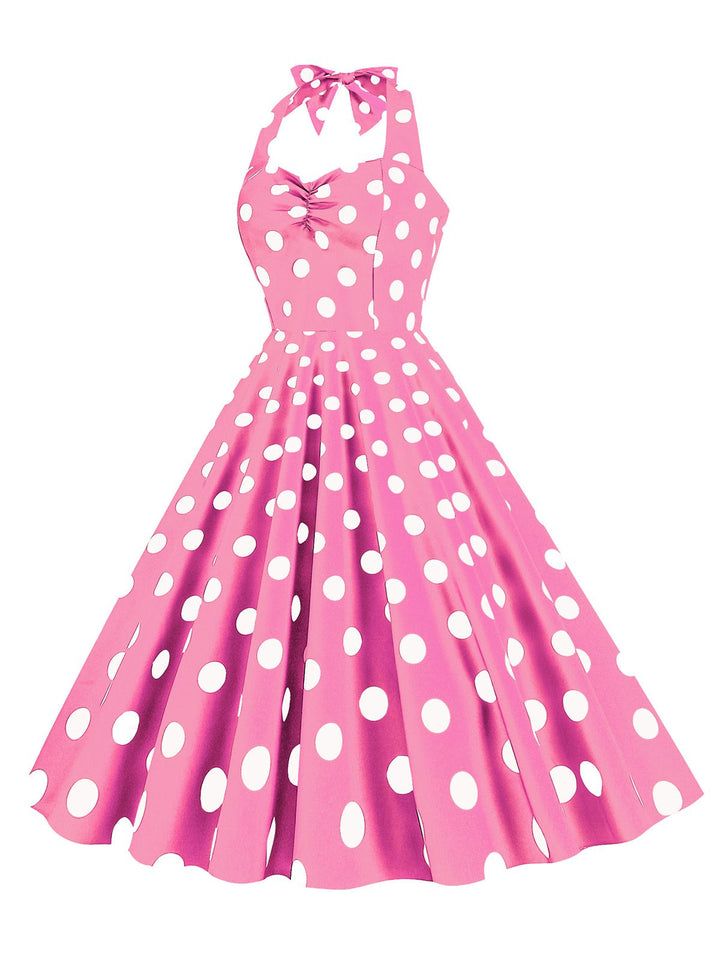 1950s Polka Dot Halter Swing Dress — a 1950s silhouette that turns sidewalks into runways