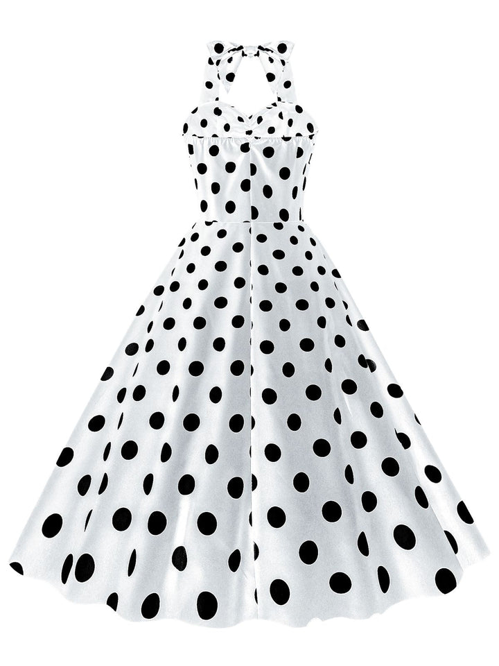 1950s Polka Dot Halter Swing Dress: where 1950s romance meets her modern spirit