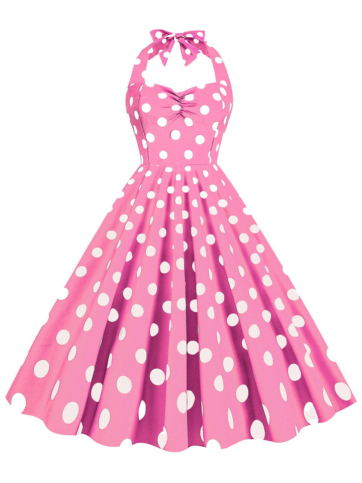 1950s Polka Dot Halter Swing Dress — the kind of 1950s dress that makes strangers smile